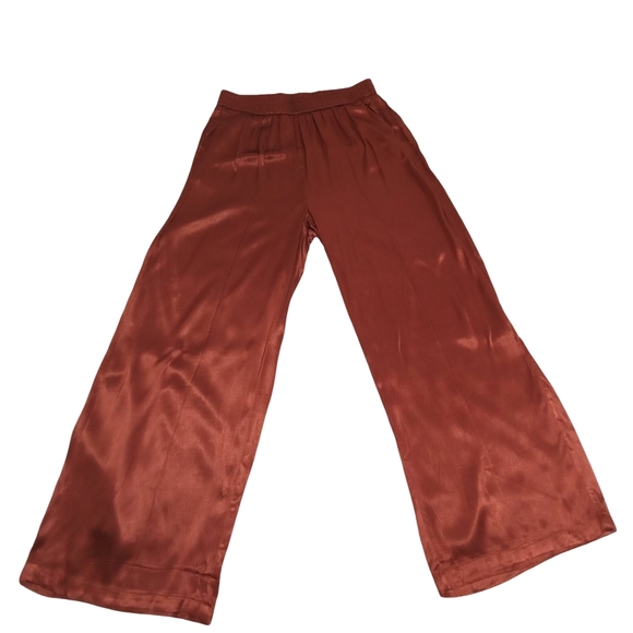 FRNCH Paris Women's Elastic Pull On Pocket Rust Brown Wide Leg Pants Size XL - Picture 1 of 9